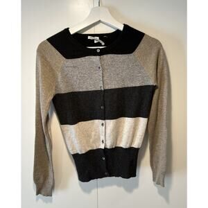 Autumn Cashmere Women's Cardigan Button Down Sweater sz Small Black Grey Tope